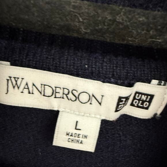 JW Anderson X Uniqlo Turtleneck Cashmere Sweater Dress Women's L Blue Bow Cuffs - Picture 5 of 7